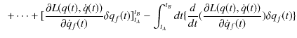 $\displaystyle \,\,\,+\cdots+[\dfrac{\partial L(q(t),\dot{q}(t))}{\partial\dot{q...
...}(\dfrac{\partial L(q(t),\dot{q}(t))}{\partial\dot{q}_{f}(t)})\delta q_{f}(t)\}$