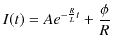 $\displaystyle I(t)=A e^{-\frac{R}{L}t}+\dfrac{\phi}{R}$