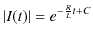 $\displaystyle \vert I(t)\vert=e^{-\frac{R}{L}t+C}$