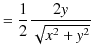 $\displaystyle =\dfrac{1}{2}\dfrac{2y}{\sqrt{x^{2}+y^{2}}}$