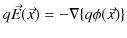 $\displaystyle q\vec{E}(\vec{x})=-\nabla\{q\phi(\vec{x})\}$