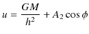 $\displaystyle u=\dfrac{GM}{h^{2}}+A_{2}\cos\phi$