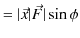 $\displaystyle =\vert\vec{x}\vert\vec{F}\vert\sin\phi$