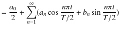 $\displaystyle =\dfrac{a_{0}}{2}+\sum_{n=1}^{\infty}(a_{n}\cos\dfrac{n\pi t}{T/2}+b_{n}\sin\dfrac{n\pi t}{T/2})$