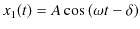 $\displaystyle x_{1}(t)=A\cos⁡(\omega t-\delta)$