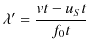 $\displaystyle \lambda'=\dfrac{vt-u_{S}t}{f_{0}t}$