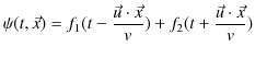 $\displaystyle \psi(t,\vec{x})=f_{1}(t-\dfrac{\vec{u}\cdot\vec{x}}{v})+f_{2}(t+\dfrac{\vec{u}\cdot\vec{x}}{v})$