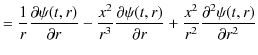 $\displaystyle =\dfrac{1}{r}\dfrac{\partial\psi(t,r)}{\partial r}-\dfrac{x^{2}}{...
...}{\partial r}+\dfrac{x^{2}}{r^{2}}\dfrac{\partial^{2}\psi(t,r)}{\partial r^{2}}$