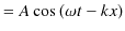 $\displaystyle =A\cos⁡(\omega t-kx)$