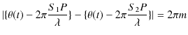 $\displaystyle \vert\{\theta(t)-2\pi\dfrac{S_{1}P}{\lambda}\}-\{\theta(t)-2\pi\dfrac{S_{2}P}{\lambda}\}\vert=2\pi m$