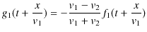 $\displaystyle g_{1}(t+\dfrac{x}{v_{1}})=-\dfrac{v_{1}-v_{2}}{v_{1}+v_{2}}f_{1}(t+\dfrac{x}{v_{1}})$