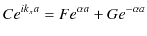 $\displaystyle Ce^{ik_{x}a}=Fe^{\alpha a}+Ge^{-\alpha a}$