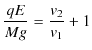 $\displaystyle \dfrac{qE}{Mg}=\dfrac{v_{2}}{v_{1}}+1$