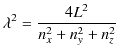 $\displaystyle \lambda^{2}=\dfrac{4L^{2}}{n_{x}^{2}+n_{y}^{2}+n_{z}^{2}}$
