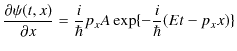 $\displaystyle \dfrac{\partial\psi(t,x)}{\partial x}=\dfrac{i}{\hbar}p_{x}A\exp\{-\dfrac{i}{\hbar}(Et-p_{x}x)\}$