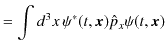 $\displaystyle =\int d^{3}x\,\psi^{*}(t,\bm{x})\hat{p}_{x}\psi(t,\bm{x})$