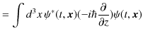 $\displaystyle =\int d^{3}x\,\psi^{*}(t,\bm{x})(-i\hbar\dfrac{\partial}{\partial z})\psi(t,\bm{x})$