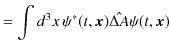 $\displaystyle =\int d^{3}x\,\psi^{*}(t,\bm{x})\hat{\Delta A}\psi(t,\bm{x})$