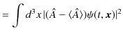 $\displaystyle =\int d^{3}x\,\vert(\hat{A}-\langle\hat{A}\rangle)\psi(t,\bm{x})\vert^{2}$