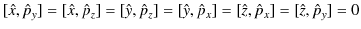 $\displaystyle [\hat{x},\hat{p}_{y}]=[\hat{x},\hat{p}_{z}]=[\hat{y},\hat{p}_{z}]=[\hat{y},\hat{p}_{x} ]=[\hat{z},\hat{p}_{x}]=[\hat{z},\hat{p}_{y}]=0$