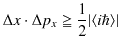 $\displaystyle \Delta x\cdot\Delta p_{x}\geqq\dfrac{1}{2}\vert\langle i\hbar\rangle\vert$