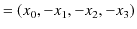 $\displaystyle =(x_{0},-x_{1},-x_{2},-x_{3})$