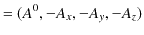 $\displaystyle =(A^{0},-A_{x},-A_{y},-A_{z})$