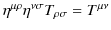 $\displaystyle \eta^{\mu\rho}\eta^{\nu\sigma}T_{\rho\sigma}=T^{\mu\nu}$