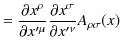 $\displaystyle =\dfrac{\partial x^{\rho}}{\partial x'^{\mu}}\dfrac{\partial x^{\sigma}}{\partial x'^{\nu}}A_{\rho\sigma}(x)$