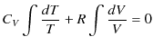 $\displaystyle C_{V}\int\dfrac{dT}{T}+R\int\dfrac{dV}{V}=0$