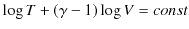 $\displaystyle \log T+(\gamma-1)\log V=const$