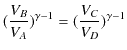 $\displaystyle (\dfrac{V_{B}}{V_{A}})^{\gamma-1}=(\dfrac{V_{C}}{V_{D}})^{\gamma-1}$